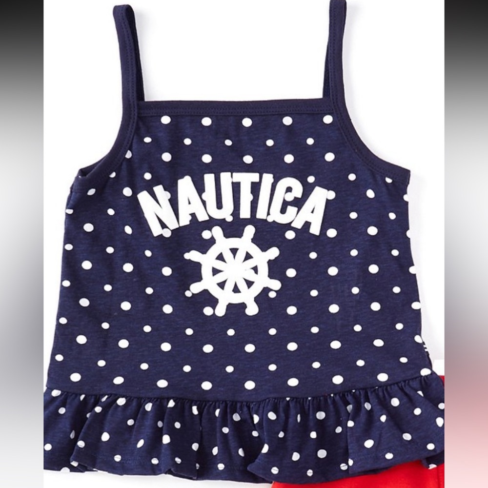 NWT NAUTICA Tank Top Navy Blue Polka Dot Top